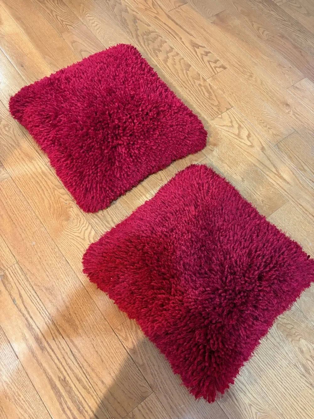 Red Shag Throw Pillows Set of 2 Plush Textured Accent Cushions Cozy Decor